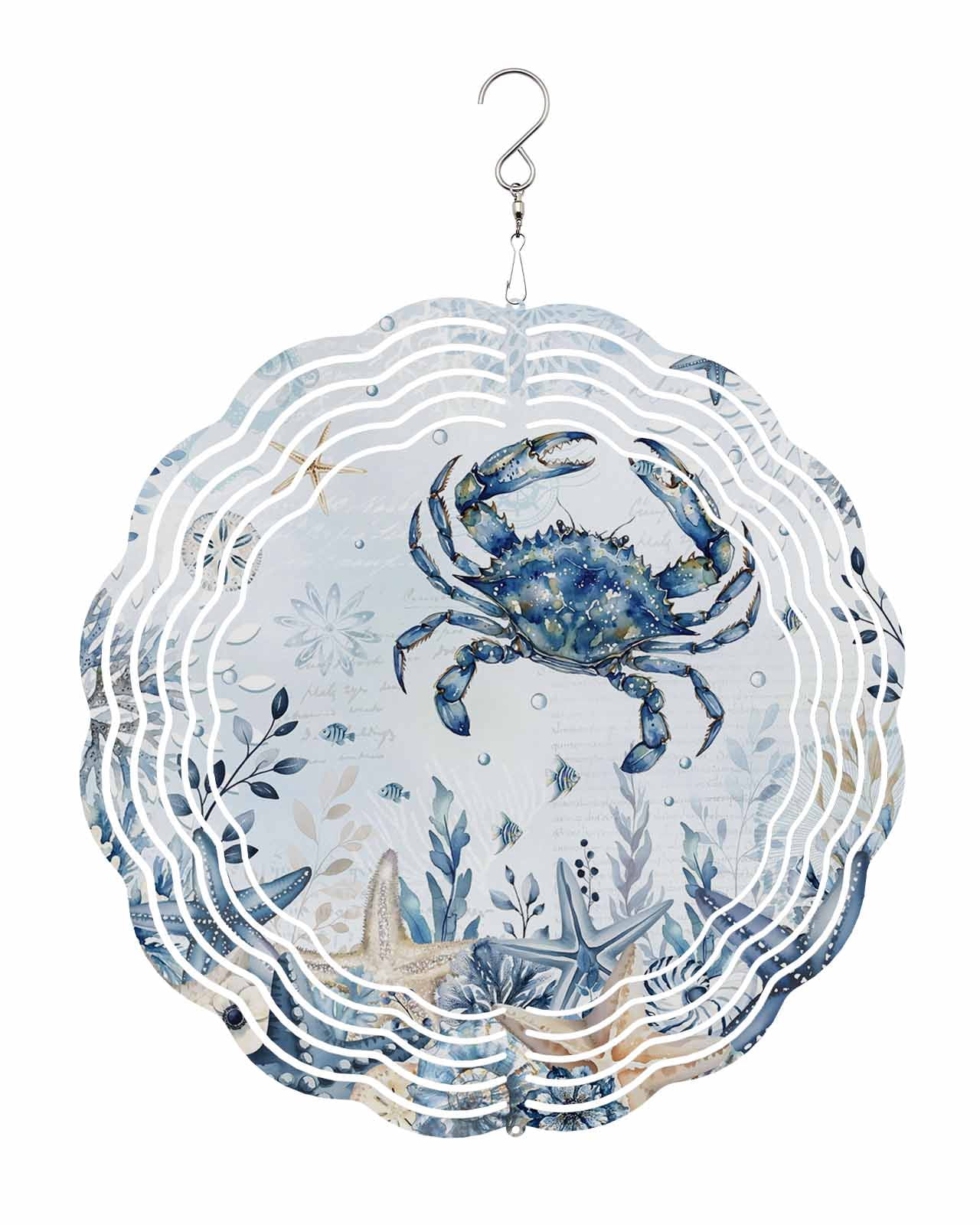 Ocean Crab Wind Spinner for Garden Yard 10In, Blue Yellow Sea Star ...