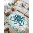 thumbnail image 1 of Ocean Creature Area Rug for Bedroom 3x5 Ft Eight Pawfish Corals Sea Stars Super Soft fuzzy Throw Rug Non-Slip Fluffy Plush Indoor Floor Carpet for Living Room Nursery Home Decor, 1 of 8