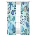 thumbnail image 1 of Ocean Creature Sheer Curtains 2 Panels Set Conch Blue Shell Sea Starfish Cartoon Lihgt Filtering Rod Pocket Voile Drape, Semi Sheer Window Curtains for Bedroom Living Room, 52"x96", 1 of 5