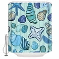 thumbnail image 1 of Ocean Creature Shower Curtain, 36" x 72", Conch Blue Shell Sea Starfish Cartoon Waterproof Bathroom Curtain Washable Shower Curtain Set with 12 Hooks, 1 of 6