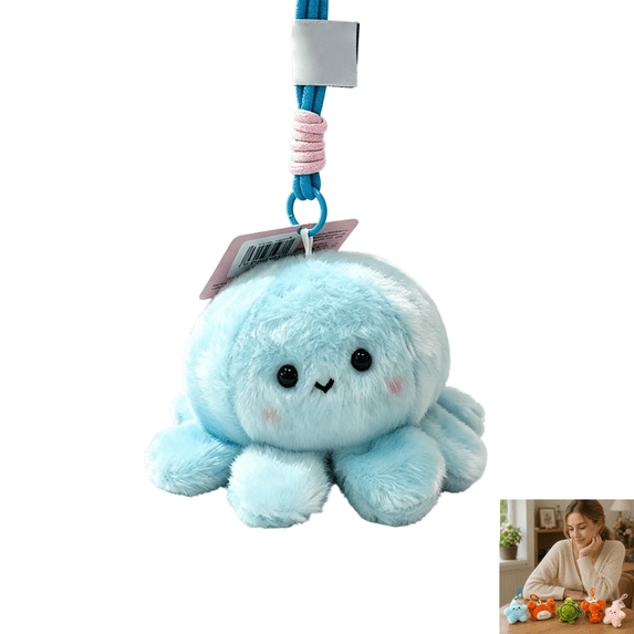 Ocean Creature Stuffed Animals Plushies, Marine Animal Plush Toys Keychain Pendant, Cute Soft Polyester Bag Charm for Backpack, Party Favor Kids Room Desktop Decoration-K