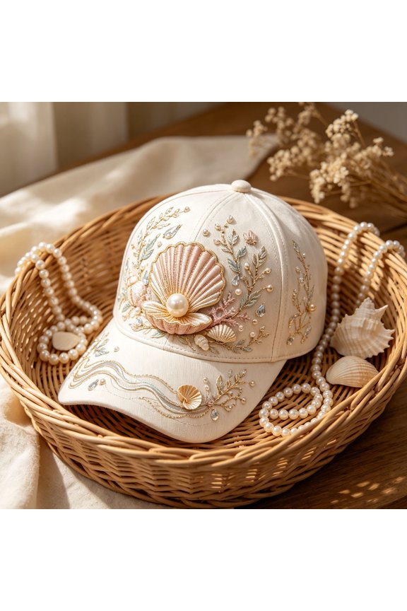 Ocean Creatures Embroidery Cap, Colorful Flower Ocean Animal Adjustable Cotton Baseball Cap, 3D Raised Embroidered Sea Animal Baseball Hat for Beach Travel