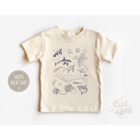 Ocean Creatures Kids Shirt - Under The Sea Toddler Shirt - Summer Ocean Life Kids Shirt - Cute Natural Toddler Tee, New Born, Baby Shower Gift, New Parents Gift
