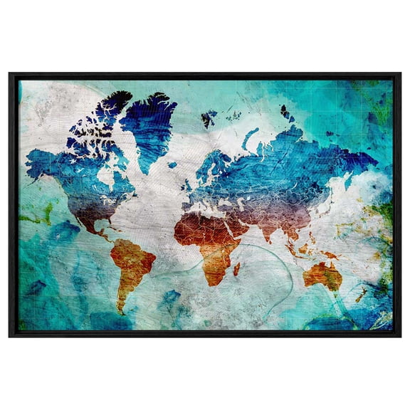 Ocean Current Diagram World Map Wall Art Canvas Abstract Map Art Watercolor Map Decor Mordern Design Framed Canvas Art For Bedroom Livingroom Office