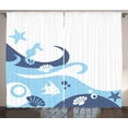 thumbnail image 1 of Ambesonne Ocean Curtains 2 Panel Set, Deep Sealife Creatures, 108" x 96", Navy Blue Aqua and White, 1 of 3