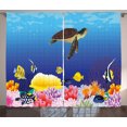 thumbnail image 1 of Ambesonne Ocean Curtains 2 Panel Set, Deep Sealife Fish Moss, 108" x 96", Multicolor, 1 of 3