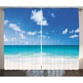 thumbnail image 1 of Ambesonne Ocean Curtains 2 Panel Set, Barbados Coastline Summer, 108" x 108", Blue Aqua Coconut, 1 of 3