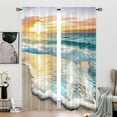 thumbnail image 1 of Ocean Curtains for Living Room Beach Scenic Decor Rod Pocket Coastal Seaside Sunrise Hawaiian Sea Wave Seashore Nautical Printed Bedroom Window Drapes Treatment Fabric 2 Panels 52Wx84L Inch, 1 of 5