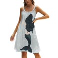 thumbnail image 1 of Ocean Cute Mermaid Women's Summer Dresses 2025 Beach Casual Sleeveless Floral Print Tank Loose Sundress, 1 of 8
