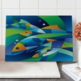thumbnail image 1 of Ocean Cutting Board, Abstract Digital Geometric Pieced Fish Circle Curves Depths of the Sea Theme, Decorative Tempered Glass Cutting and Serving Board, Large Size, Multicolor, by Ambesonne, 1 of 1