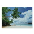 thumbnail image 1 of Ocean Cutting Board, Beach and Coconut Tree Mahe Island in Seychelles Tranquil Coastal Image Print, Decorative Tempered Glass Cutting and Serving Board, Small Size, Green Blue Aqua, by Ambesonne, 1 of 1