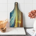 thumbnail image 1 of Ocean Cutting Board, Cloudscape over the Sea Honeymoon Travel Destination Sunrise Panoramic Shot, Tempered Glass Cutting and Serving Board, Wine Bottle Shape, Blue Yellow Brown, by Ambesonne, 1 of 1