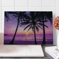 thumbnail image 1 of Ocean Cutting Board, Palm Trees Silhouette at Sunset Dreamy Dusk Warm Exotic Twilight Scenery Image, Decorative Tempered Glass Cutting and Serving Board, Large Size, Purple Black, by Ambesonne, 1 of 1