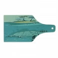 thumbnail image 1 of Ocean Cutting Board, Sea Turtle Swimming Coral Reef Exotic Island Underwater Life Illustration, Decorative Tempered Glass Cutting and Serving Board, Wine Bottle Shape, Turquoise Green, by Ambesonne, 1 of 6