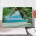 thumbnail image 1 of Ocean Cutting Board, Shadow Shade of a Coconut Palm Tree on White Sandy Seashore Image, Decorative Tempered Glass Cutting and Serving Board, Large Size, Pale Green Pale Blue, by Ambesonne, 1 of 1