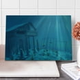 thumbnail image 1 of Ocean Cutting Board, Sun Rays over Ruins of a Former Civilization Deep Sea Atlantis World Nautical Picture Print, Decorative Tempered Glass Cutting and Serving Board, Large Size, Teal, by Ambesonne, 1 of 1