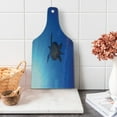 thumbnail image 1 of Ocean Cutting Board, Turtle Swims to the Surface of Deep Sea the Sun Rays Nature Picture Art, Decorative Tempered Glass Cutting and Serving Board, Wine Bottle Shape, Aqua Navy Brown, by Ambesonne, 1 of 1