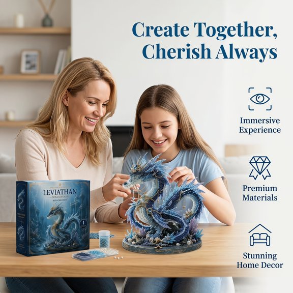 Ocean DIY Bead Kit, 3D Beaded Animal Making Kit with Instructions, Handmade Marine Life Decor Craft Set, Coiled Sea Dragon Bead Embroidery Kit with Pattern Guide for Beginners