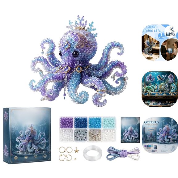 Ocean DIY Bead Kit for Beginners, 3D Beaded Animal Making Kit with Instructions, Underwater Creature Bead Embroidery Craft Set, for Beginners & Craft EnthusiastsB