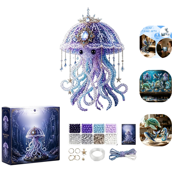 Ocean DIY Bead Kit for Beginners, 3D Beaded Animal Making Kit with Instructions, Underwater Creature Bead Embroidery Craft Set, for Beginners & Craft EnthusiastsE