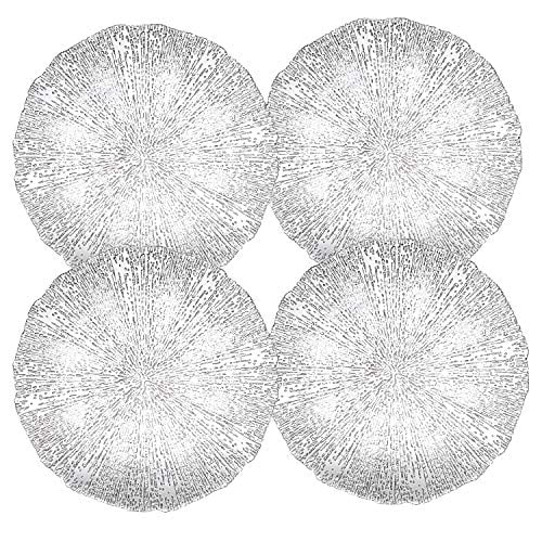 Ocean Decor Glass Dinner Plates: Set of Four Clear Glass Plates - Fancy Textured Glass Dishes Set - Dishwasher Safe Plates - Service for Four (Classic)