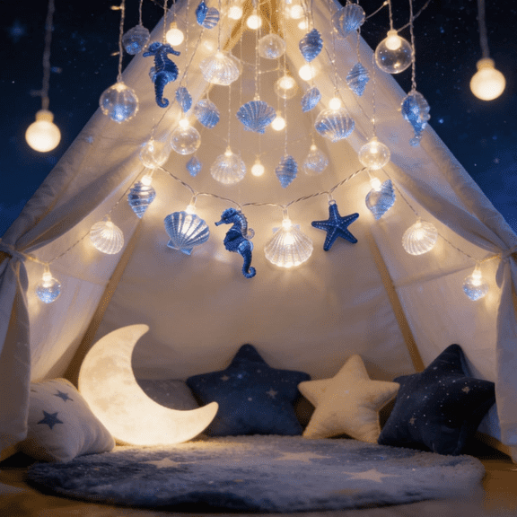 Ocean Decor String Lights Nautical Theme Seashell Seahorse Conch 9.8 ft Battery Operated String Lights for Holiday Camping Wedding Christmas Tree Decor (Shell Star Seahorse)