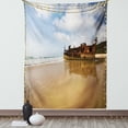 thumbnail image 1 of Ocean Decor Tapestry, Antique Rusty Pirate Ship Wreck on the Coast in Caribbean Island Pacific Sea View, Wall Hanging for Bedroom Living Room Dorm Decor, 40W X 60L Inches, Multi, by Ambesonne, 1 of 5