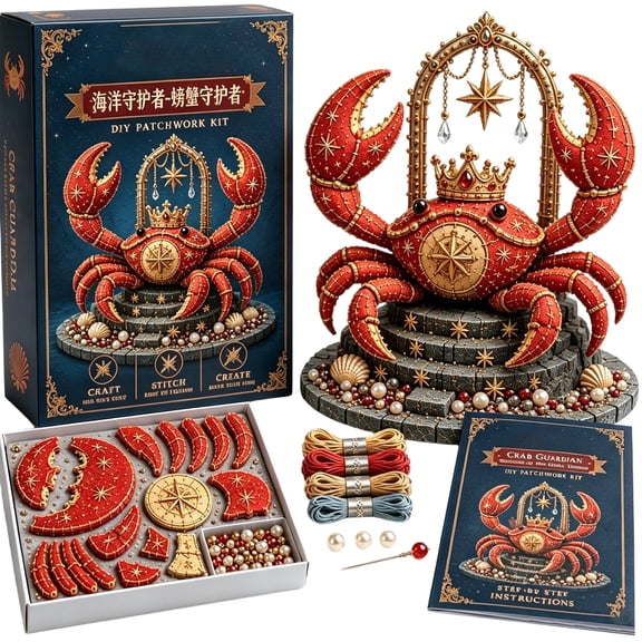 Ocean Decorations, Ocean Theme Crab Fabric DIY Sewing Kit, Handmade 3D Plush Decoration Set, Pre-Cut Felt Craft Supplies for Hobbyists, Desktop Ornament Handcraft Gift for Leisure Activity, 3.2in
