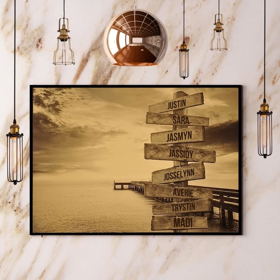 Ocean Dock Multi Names Family Home Poster No Frame Matte Wall Art Decor 11 x 17 Inch Poster