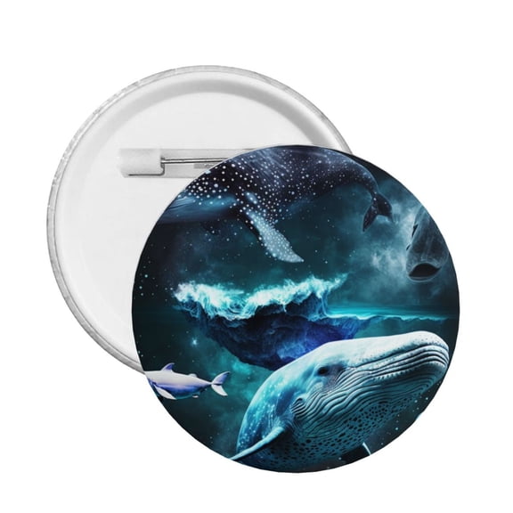 Ocean Dolphin Beluga Whale Shark Galaxy Round Button Pin Badge 5PCS Pinback Buttons Lapel Pin for Jacket, Backpack, Hat, Party Favor, Gift
