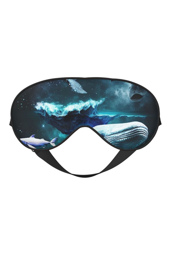 Ocean Dolphin Beluga Whale Shark Galaxy Soft Faux Silk Sleep Mask, Eye Mask, Reversible Double-Sided for Travel, Shift Work, Meditation