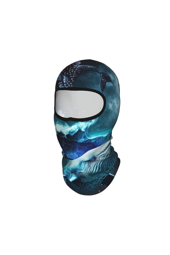 Ocean Dolphin Beluga Whale Shark Galaxy Unisex Balaclava Ski Mask Full Face Cover for Cold Weather & UV Protection, Breathable Cooling Helmet Liner