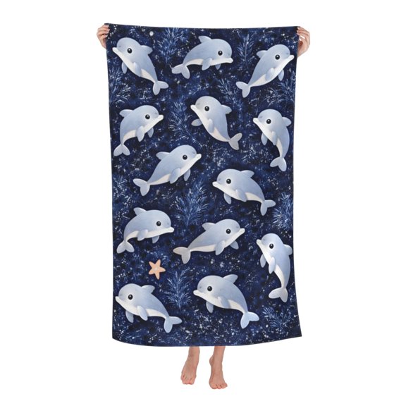 Ocean Dolphin Pattern Marine Art Flannel Throw Blanket Soft Cozy Lightweight For Couch Bed Sofa Bath Towel Soft and Highly Absorbent for Adults