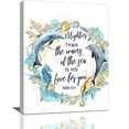 thumbnail image 1 of Ocean Dolphin Wall Art Christian Bedroom Wall Decor Nautical Wall Art Blue Dolphin Seahorse Pictures Nautical Canvas Painting Framed Artwork for Bathroom Living Room Bedroom 12"x16", 1 of 6
