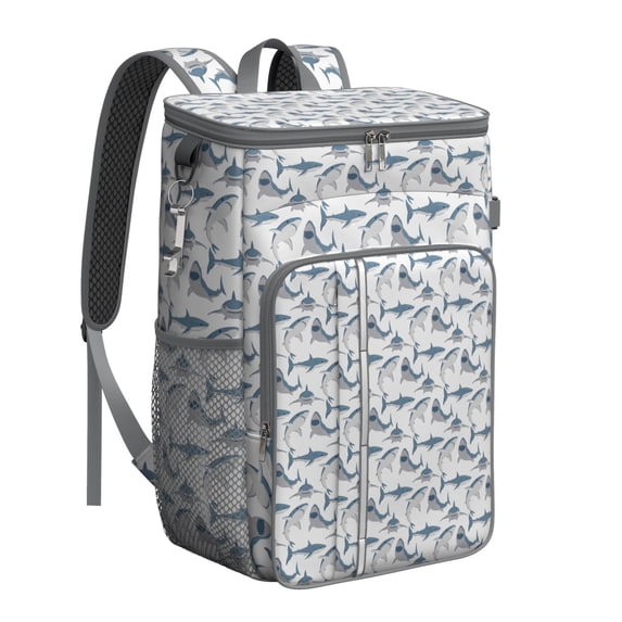 Ocean Dolphin and Shark Backpack Cooler, Insulated Leakproof Cooler Bag, Waterproof Lunch Backpack for Summer Days, Fishing, Travel