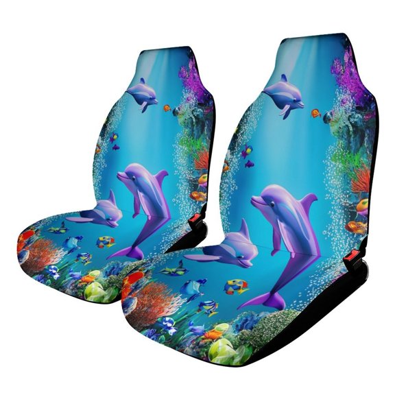 Ocean Dolphins Dream Car Seat Covers Front Seats Universal Fit for Cars SUV Truck Auto Interior Accessories