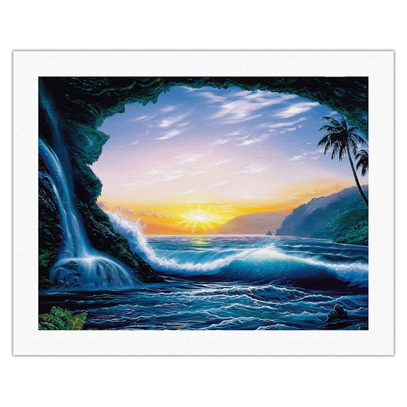 Ocean Dream - Hawaiian Waves at Sunset - From an Original Color Painting by Steve Sundram - Fine Art Rolled Canvas Print 20in x 26in