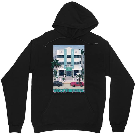 Ocean Drive Daylight Graphic Retro Vintage 80s Synthwave Vaporwave Aesthetic M8771 Unisex Hoodie, Up to Size 5XL