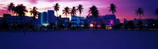 Ocean Drive Miami Beach FL USA Canvas Art - Panoramic Images (36 x 12)