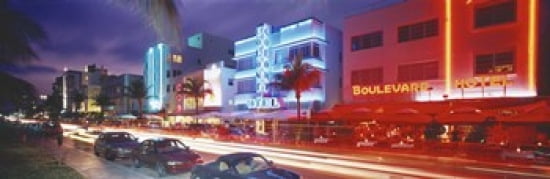 Ocean Drive Miami Beach Miami Florida USA Canvas Art - Panoramic Images (36 x 12)