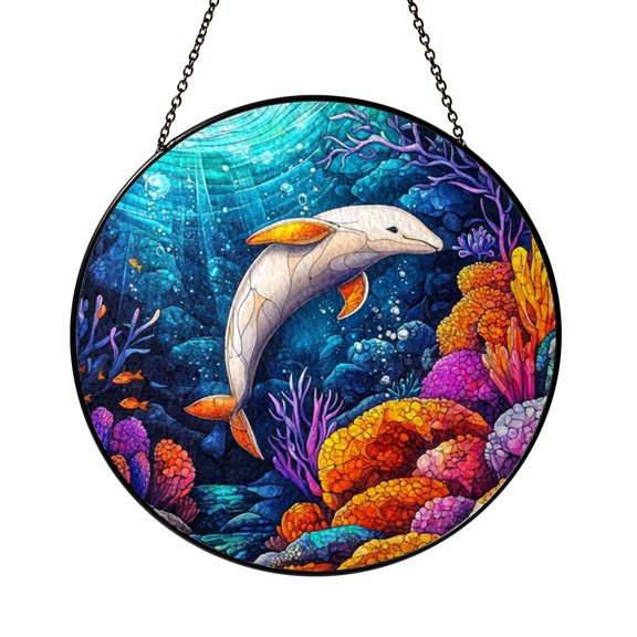 Ocean Dugong Ocean Suncatcher Hanging Round Present Item Plaque Decor