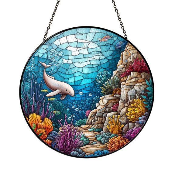 Ocean Dugong Ocean Suncatcher Hanging Round Present Item Plaque Decor