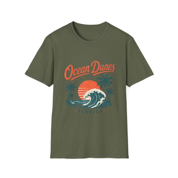 Ocean Dunes Florida Sunset Wave Palm Trees Graphic T-Shirt