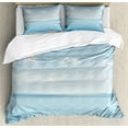 thumbnail image 1 of Ocean Duvet Cover Set, Aquatic Seascape Sky Landscape Tropical Lands Relaxation Spot in the Coast, Decorative 3 Piece Bedding Set with 2 Pillow Shams, Queen Size, Blue White, by Ambesonne, 1 of 3