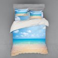 thumbnail image 1 of Ocean Duvet Cover Set, Dreamy Hot Tropical Sea Coast with Soft Waves and Sunny Sky Landscape Nature Life, Bedding Set with Shams and Fitted Sheet, 3 Sizes, by Ambesonne, 1 of 3