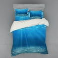 thumbnail image 1 of Ocean Duvet Cover Set, Sun Rays Bursting into Deep Under Sea Wilderness Scenery Waterscape Picture Print, Bedding Set with Shams and Fitted Sheet, 3 Sizes, by Ambesonne, 1 of 3
