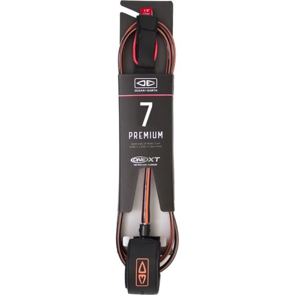 Ocean & Earth One XT Premium Coral Surfboard Leashes - 7'