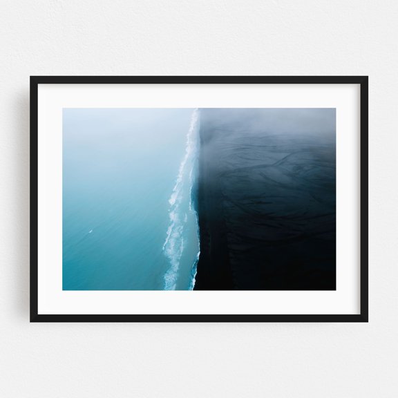 Ocean Edge - Iceland Photography Ocean Coastal Abstract Waves Seascape Nature Minimalist Black Framed Wall Art Print 5 x 7 inches