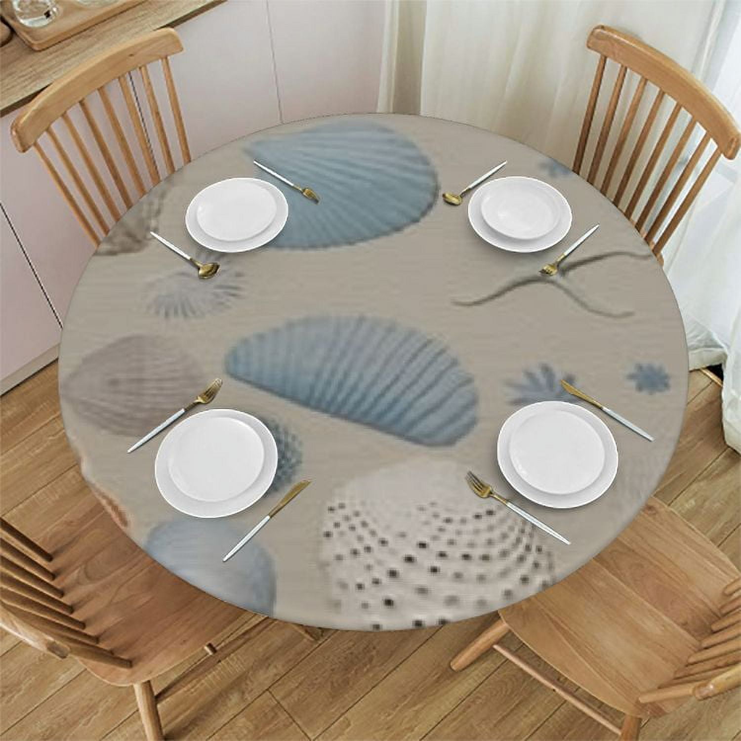 Aperturee Blue Sea Paper Boat Print Rectangular Tablecloth