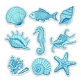 thumbnail image 1 of Ocean Elements Set Shell Sea Horse Seastar Fish - 7" Each Vinyl Stickers - For Car Laptop I-Pad - Waterproof Decals, 1 of 1